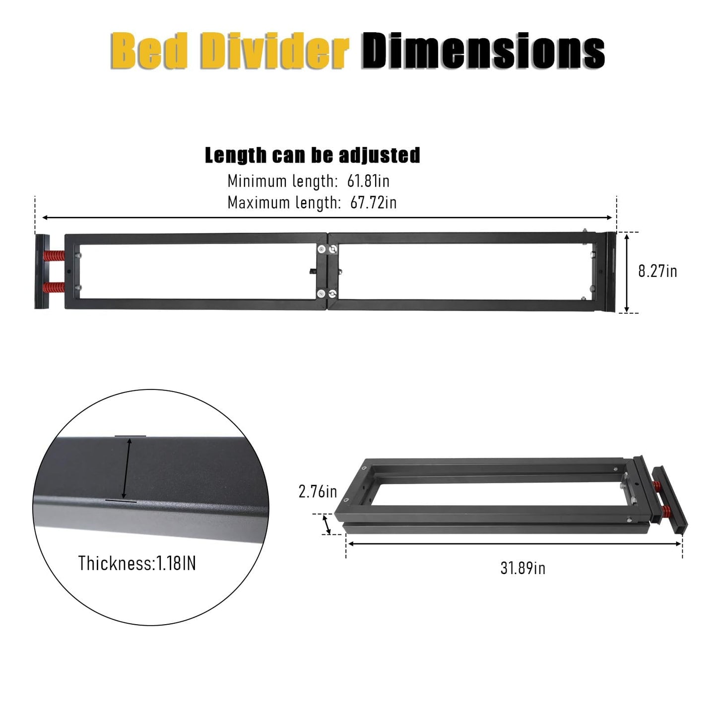 Truck Bed Divider Cargo Organizer Panel Universal Compatible with 2015-2026 Ford F150&2022-2026 Toyota Tundra&2019-2025 Chevy Silverado GMC Sierra 1500 Pickup Truck Beds Adjustable Foldable