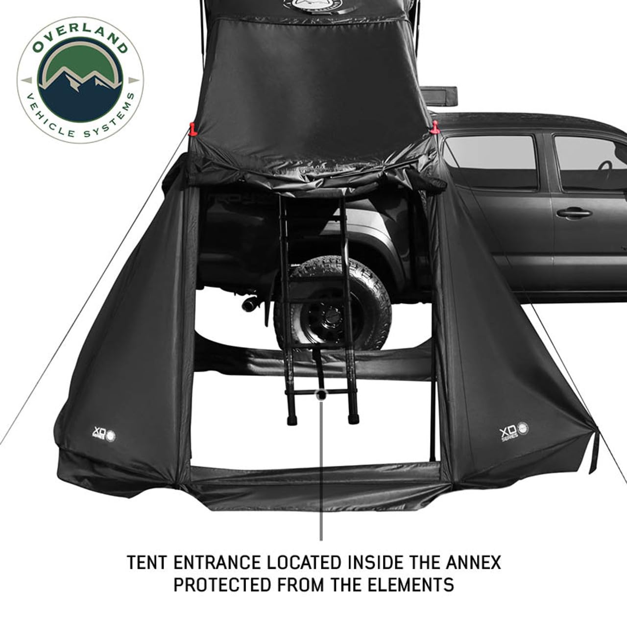 Overland Vehicle Systems XD Everest Annex Room Roof Top Tent Extension - Black Body Grey Trim (XD Everest Annex Room 2 Person)