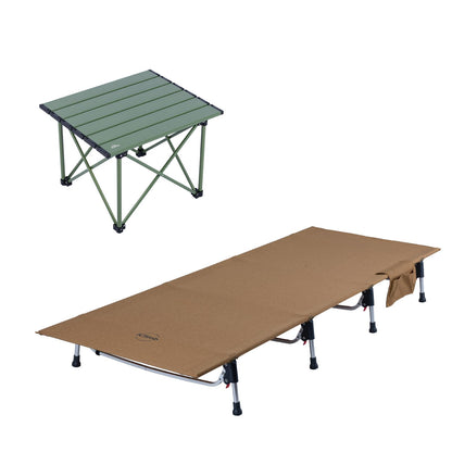 iClimb 1 Folding Table and 1 Super Easy Assemble Cot, Ultralight Compact for Adults Outdoor Camping Backpacking Hiking