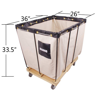 HIGOOD Canvas Basket Bulk Truck,Service Carts 12 Bushel Knock Down Truck, 15.0 cu. ft, 600 lb, 36" L X 26" W X 34" H Capacity
