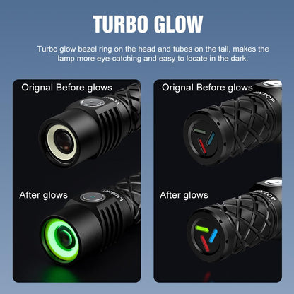 LUMINTOP W3 Compact Rechargeable LEP Flashlight - 700 Meters Range, Triple Light Sources, 550 Lumens, IPX11 Waterproof, Red Light & SOS, USB-C Charging