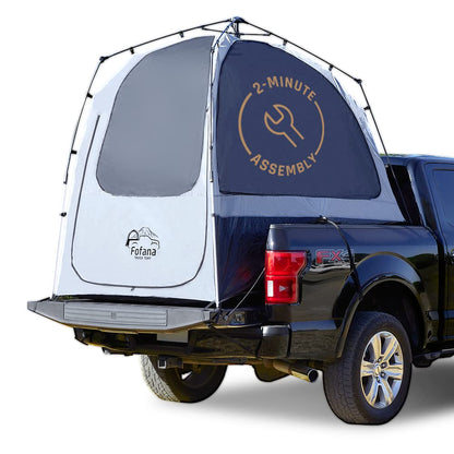 Fofana Pop-Up Truck Bed Tent - Mid-Size, 2-Person, Gray - Quick Setup Pop-Up Tent for Camping - Waterproof Sewn-in Floor & Camping Gear Organization - Mesh Windows & Ventilation for Truck Bed Dome