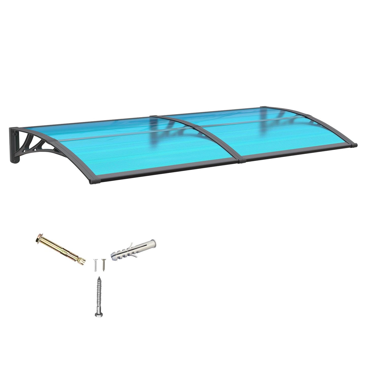 GGNEBAI Door Awning 32"x80" Window Awning for Doors Canopy Exterior, Polycarbonate Cover for House Porch Patio Deck, UV Rain Snow Sunlight Protection, Hollow Sheet