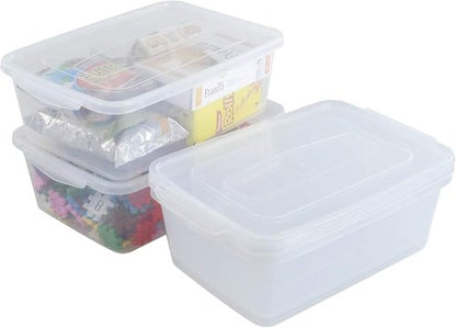 Inhouse 14 Quart Clear Storage Bin - Durable Plastic Latching Container with Lid | Set of 4