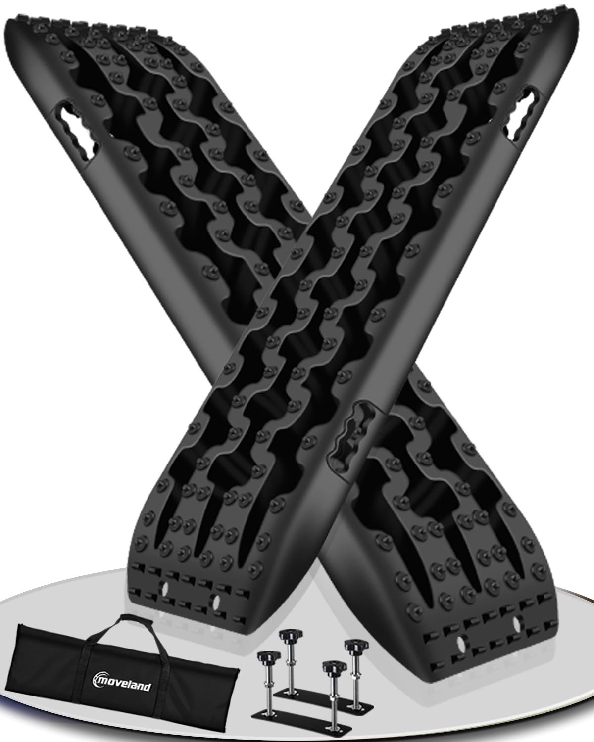 moveland 41.7" Extra Long Traction Boards for Mud, Sand & Snow – 10 Ton Capacity – with Mounting Kit & Carry Bag – Heavy Duty Off Road Recovery Boards for SUV Truck 4x4