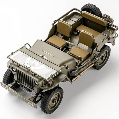 FMS Rochobby RC Car 112 1941 MB Scaler Willys Jeep Remote Control Crawler Military Truck 4x4 Offroad Vehicle with Transmitter Battery and Charger Small RC12001RTR Hunter Green