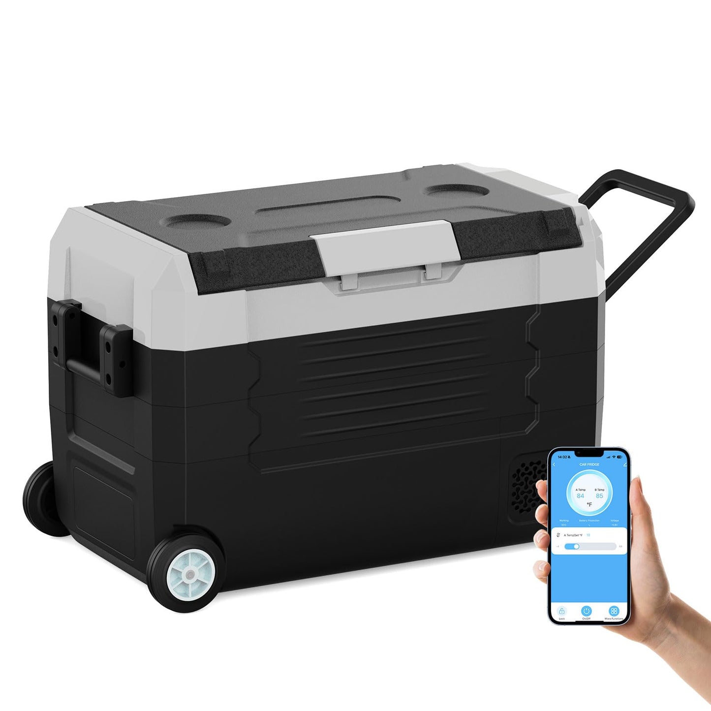 SubSun12V Cooler Car Fridge, 48QT -4℉~68℉ Fast Cooling Car Refrigerator, Portable Freezer with 12/24V DC and 110-220V AC, Electric Cooler for Camping, Road Trip and Boat