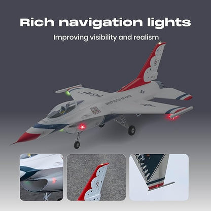 Fms Rc Planes for Adults EDF Jet Remote Control Airplane Fighting Falcon 64mm F16 Battlefield Gray 6 Channel Hobby Rc Airplanes PNP (No Radio Battery Charger)