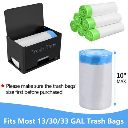 STWWO Large Trash Bag Holder Dispenser, Metal Garbage Bag Dispenser Roll Holder, Kitchen Trash Storage Organizer for Under Sink, Wall Mounted or Freestanding, Black