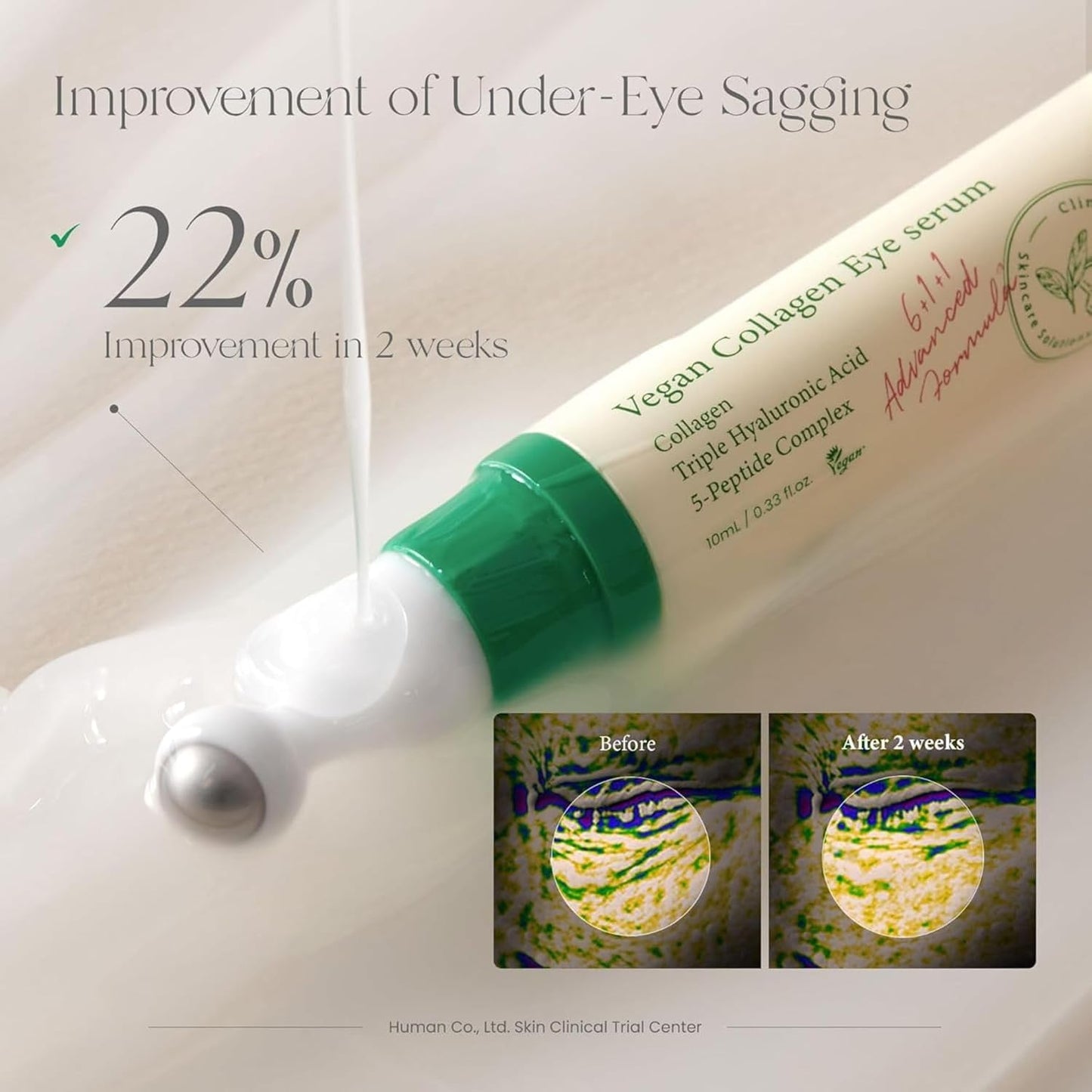 AXIS-Y Vegan Collagen Eye Serum - K Beauty Triple Hyaluronic Acid & Peptide Collagen Serum Improve Skin Elasticity, Reduce Fine Lines & Dark Circles - Vegan Korean Skin Care Eye Cream - 0.33 fl. oz.