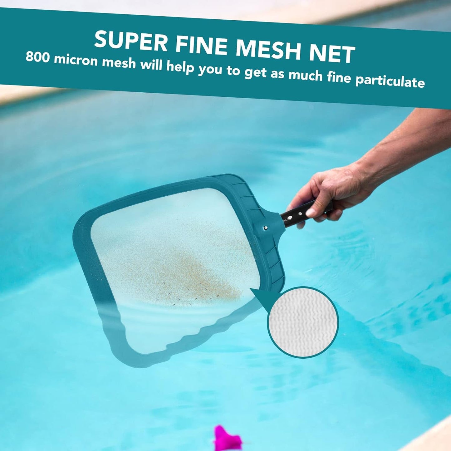 POOLWHALE Professional Pool Skimmer Net - Heavy-Duty Fine Mesh Leaf Cleaning Tool | Fast Debris Removal