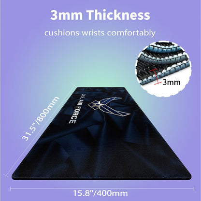 knseva Large Gaming Mouse Pad (31.5" x 15.8") - US Air Force Navy Blue Great Gift Idea Patriotic Military Design, Extra XXL Office Accessories, Premium Stitched Anti-Slip Office Desk Mat