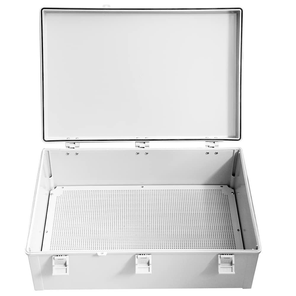 Large Electrical Junction Boxes Hinged Outdoor ABS Plastic Buckle Deep Wall Mount,Dustproof Waterproof IP67 Universal Durable Electrical Big Enclosure with Lock (23.62"x15.75"x8.66")