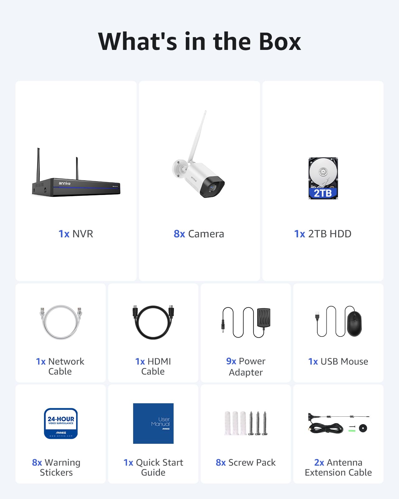 ANNKE Wireless Camera System, 16CH Expandable 4K Security NVR, 4Pcs 3MP Outdoor Cameras, 2-Way Audio, Dual-Band WiFi, Human Detection, IP66 Waterproof, 2TB HDD, Compatible with Alexa, 24/7 Protection
