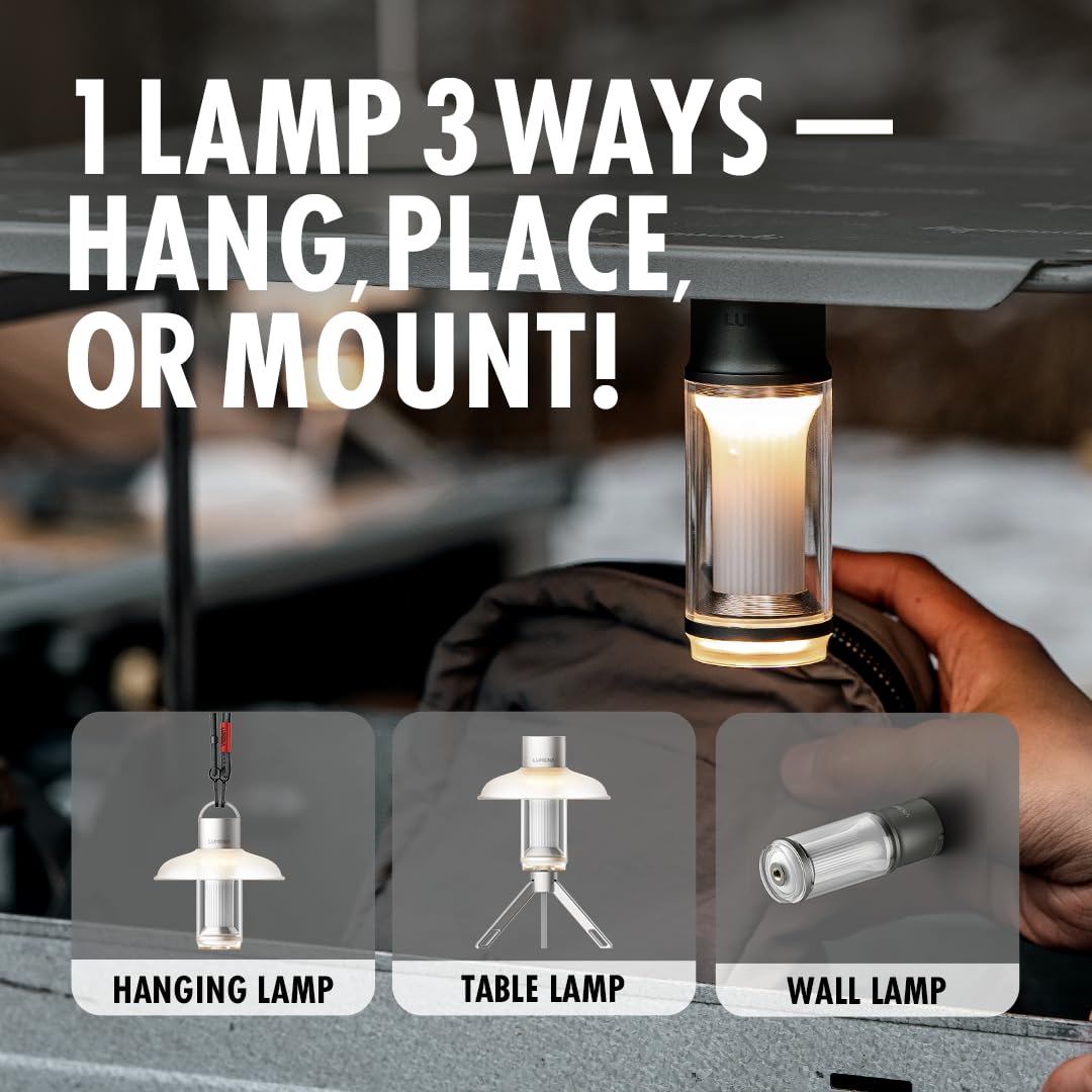 LUMENA M4 Portable LED Lantern | Rechargeable Camping Light, Water-Resistant, 3350mAh Battery, Adjustable Brightness & Modes, Magnetic, Durable for Outdoor & Emergency Use (Platinum Beige)