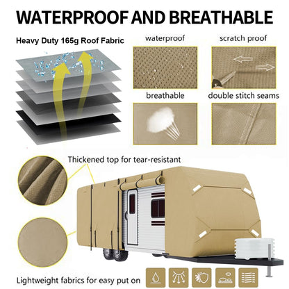 Seamander Travel Trailer RV Cover, Anti-UV, Weatherproof, Rip-Stop Camper Cover for Winter Snow