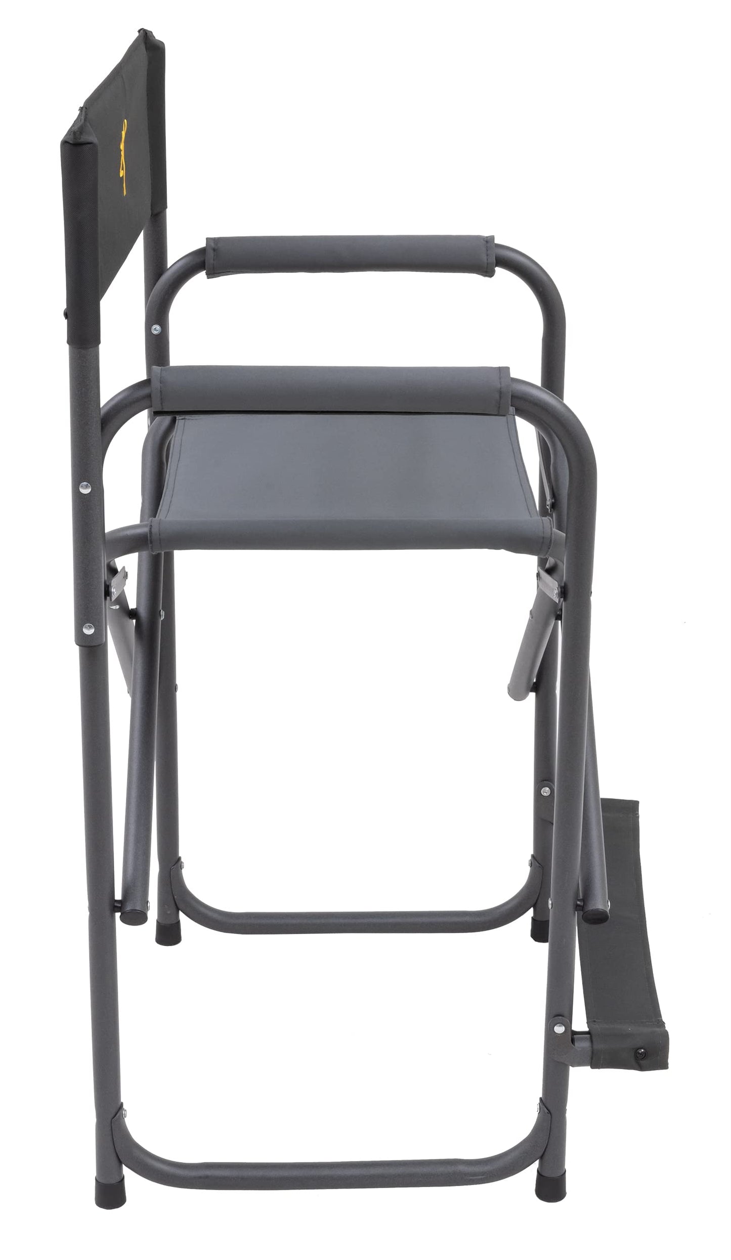 Browning Directors Chair - Outdoor Folding Chairs Made with Durable Fabric and Sturdy Aluminum/Steel Frame, with Extra Tall Seat and Flip-Down Footrest, Regular, Charcoal/Gray