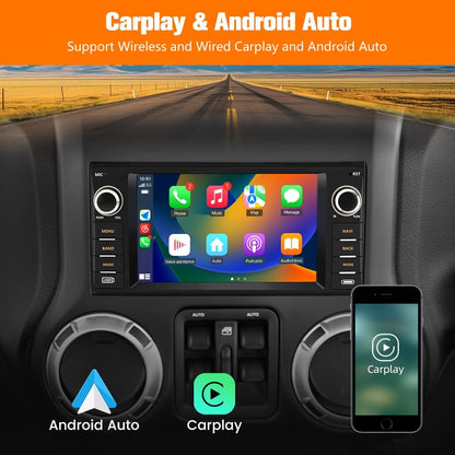 AWESAFE Car Stereo for Jeep Wrangler Jeep Patriot Compass Dodge Ram 1500 2500 3500, 7 Inch Android 13 Jeep JK Carplay Android Auto Bluetooth GPS Navigation Touch Screen Head Unit with Backup Camera