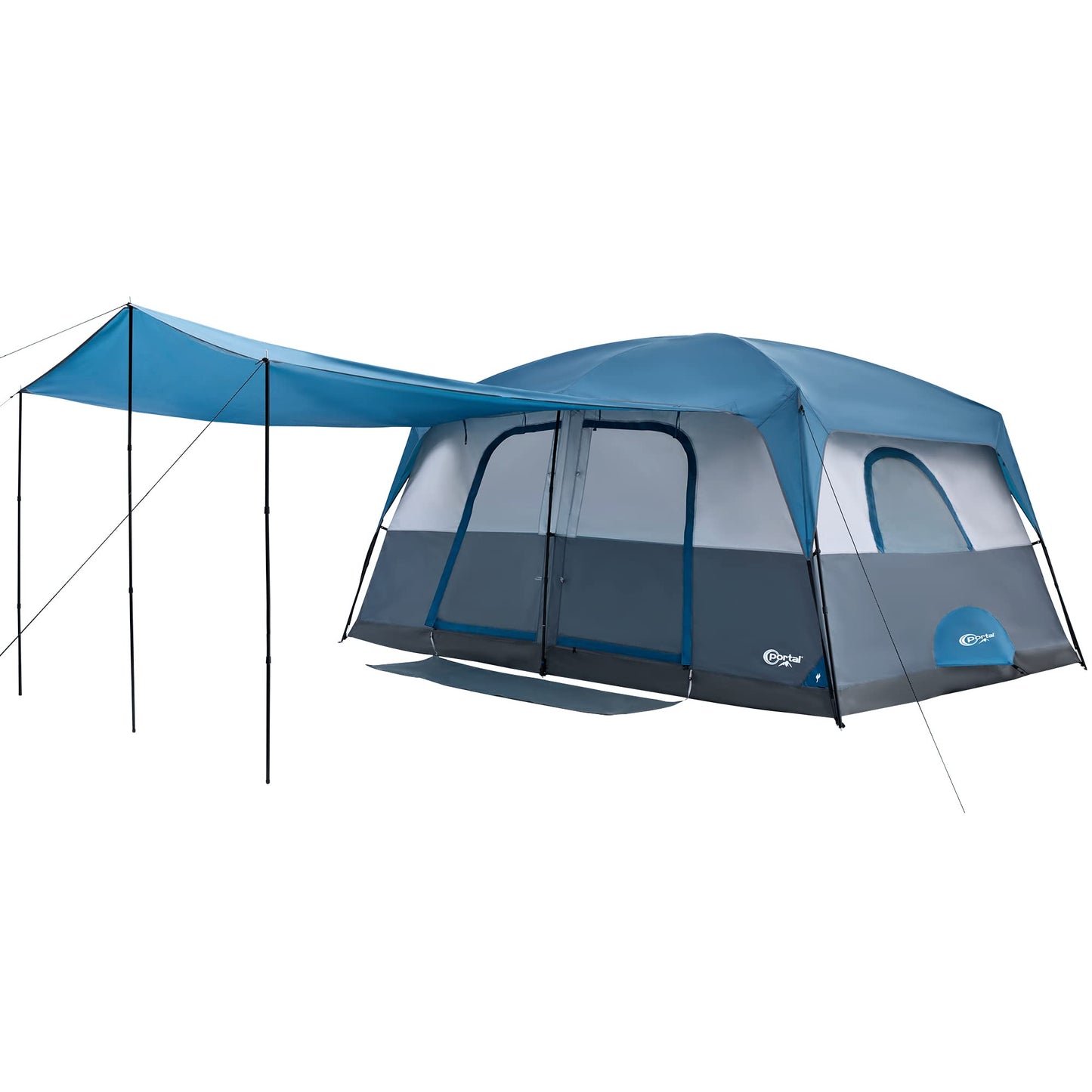PORTAL Camping Tent, 10 Person Instant Cabin Tent with Rainfly, Large Mesh Windows & Upgraded Ventilation, Portable Big Tents with Carry Bag for Family Outdoor, Backpacking, Hiking, Blue