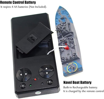 Tipmant Military RC Naval Ship Vessel Warcraft 2.4 GHz Remote Control Boat Speedboat Electric Water for Swimming Pool Kids Toy Birthday Gifts (Grey)
