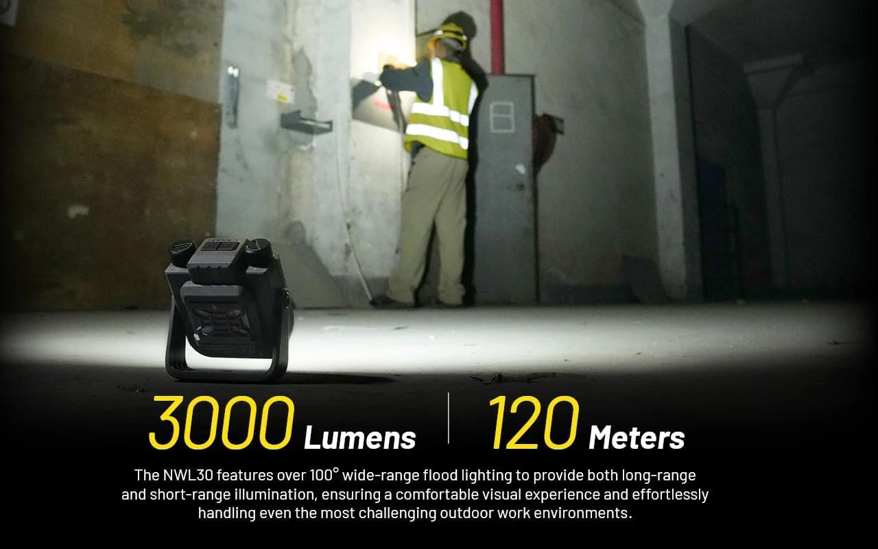 Nitecore NWL30 3000 Lumen USB Rechargeable Work Light/Lantern/auto Emergency/Tripod Mount Light w/edisonbright Charger Bundle