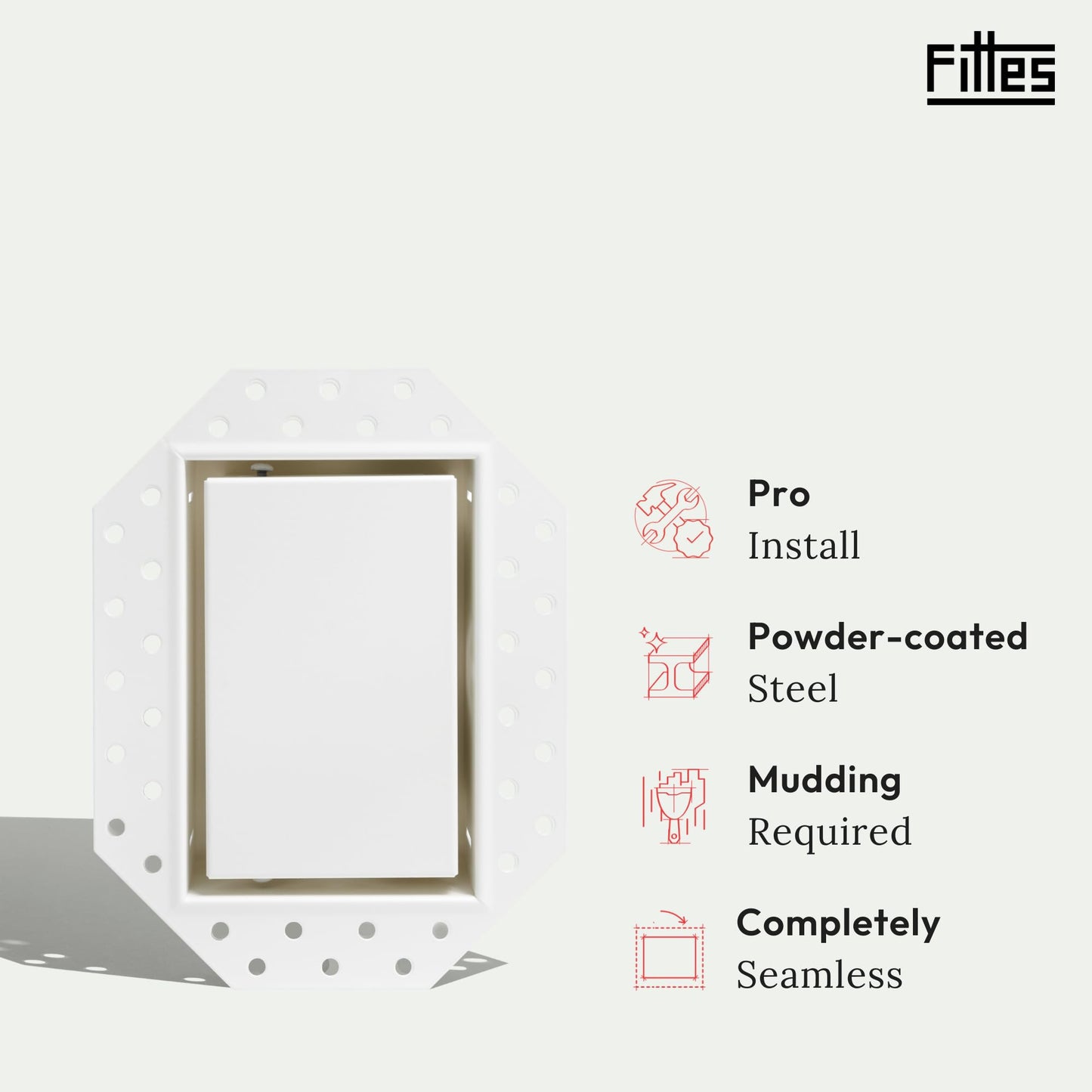 Fittes Flush Drywall No-See Receptacle Mount [Luxe] - 1 Gang - Satin White