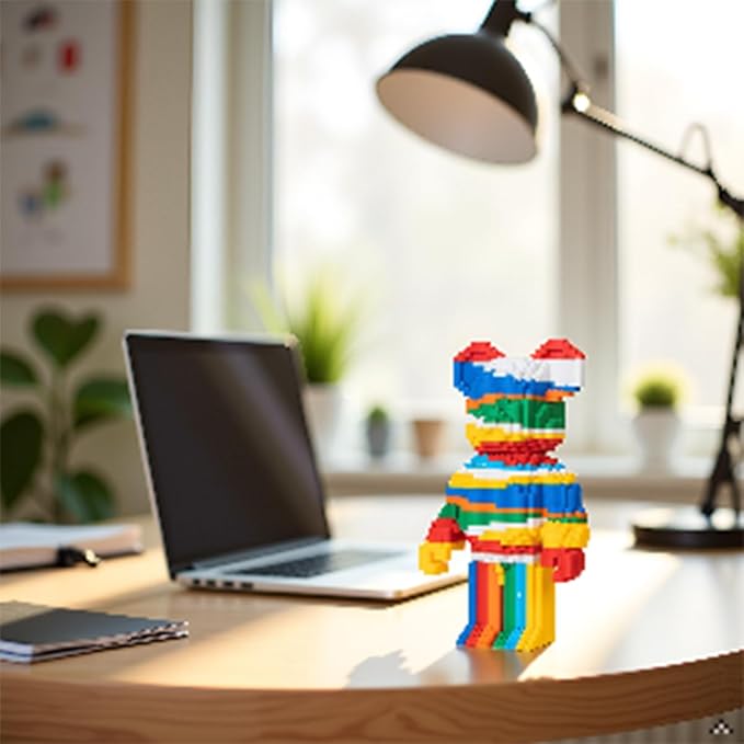 LNZDD 3D Building Blocks Rainbow Bear Colorful Construction Toy Set Gift for Children and Adults