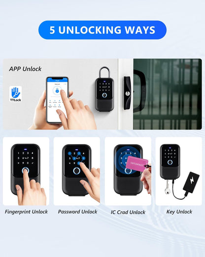 [New]Smart Lock Box,CATCHFACE Wireless Smart Key Lock Box App Control,Share eKey,Key Lockbox Wall Mount&Door Handle,Electronic LockBox Realtor/Home/Office/Warehouse/Vrbo/Cars