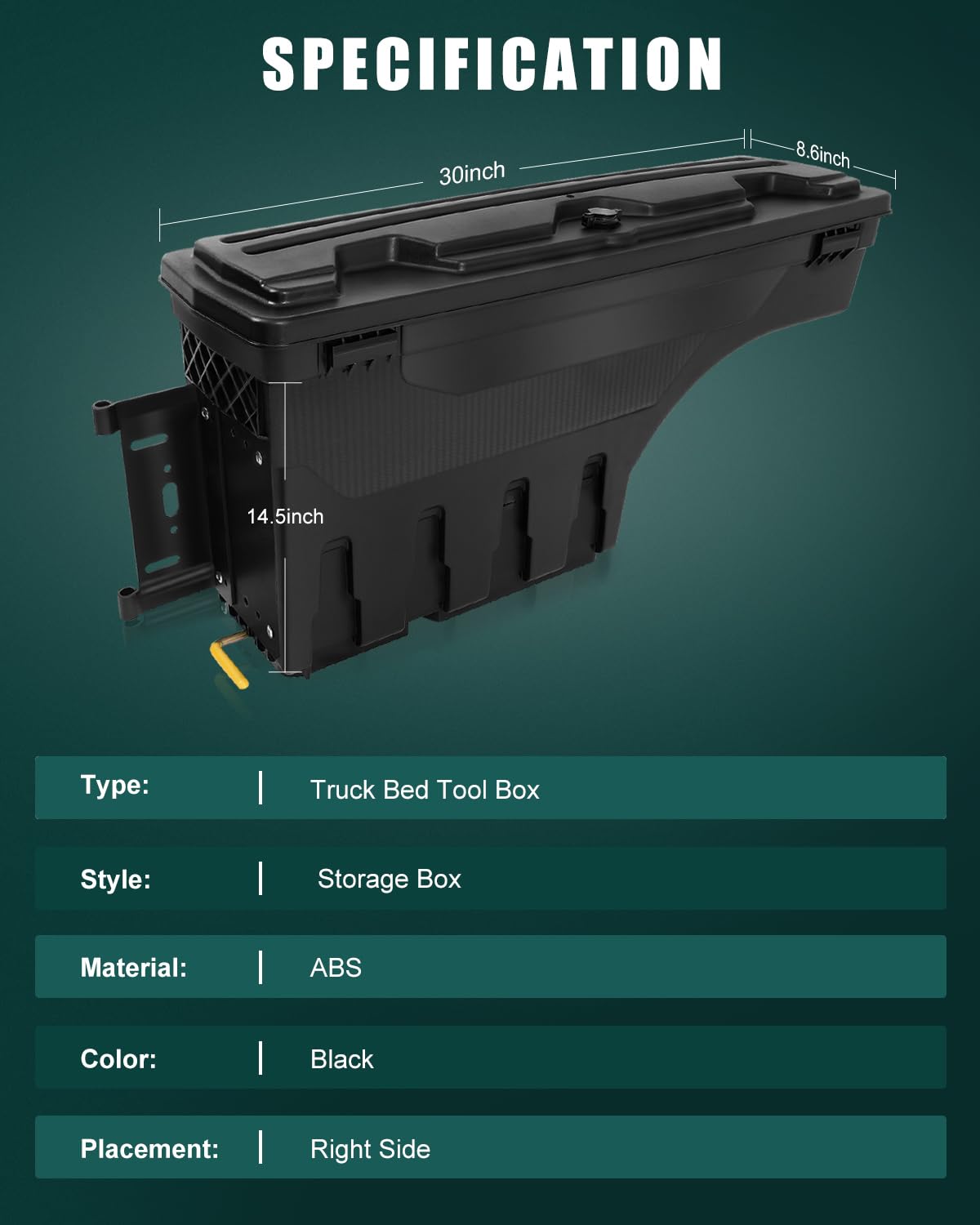 SCITOO Truck Bed Tool Box for Ford F-250 F-350 F-450 Super Duty 1999-2016 Right Passenger Side,Multi-Compartment Dividers Organized Storage,Heavy Duty & No-Drill Installation