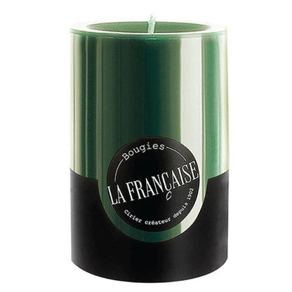 Bougies La Française Unscented Pillar Candle, Green, Made in Tunisia, Cotton Wick Included, Vegetable Wax Decorative Handmade Candle, 340 g, 2.76 x 3.94 Inches, Approx. 50-Hour Burn Time