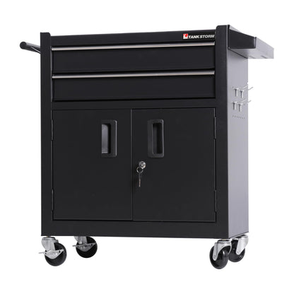 TANKSTORM Tool Chest Heavy Duty Cart Steel Rolling Tool Box with Lockable Doors (TZ12 Black)
