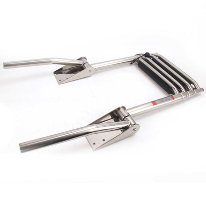 Mojiate 4-Step Telescoping Boat Ladder - Foldable 316 Stainless Steel with Handrail, 900lbs Capacity for Marine, Yacht & Pool Use