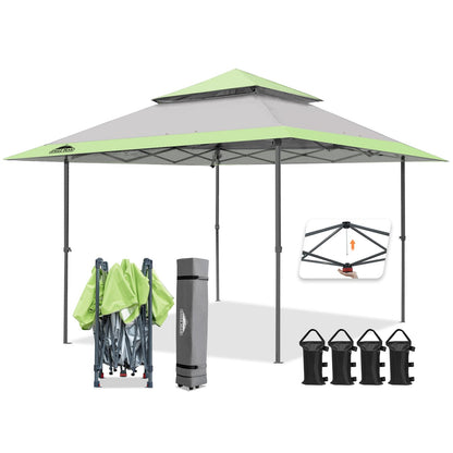 EAGLE PEAK 13x13 Straight Leg Pop Up Canopy Tent Instant Outdoor Canopy Easy Single Person Set up Folding Shelter w/Auto Extending Eaves 169 Square Feet of Shade (Gray)