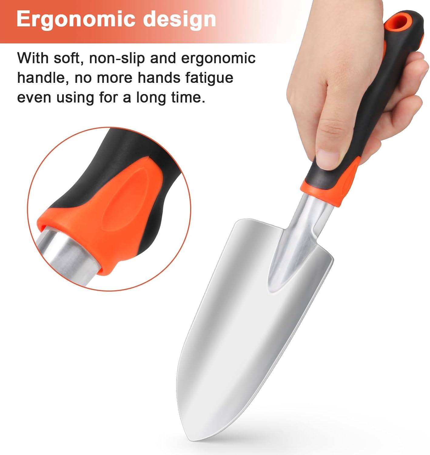 Regine Switzerland Garden Hand Trowel - Heavy Duty Ergonomic Shovel for Easy Digging | Rust Resistant, Orange