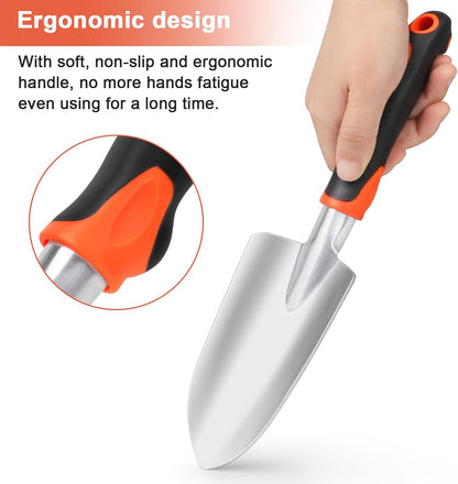 Regine Switzerland Garden Hand Trowel - Heavy Duty Ergonomic Shovel for Easy Digging | Rust Resistant, Orange