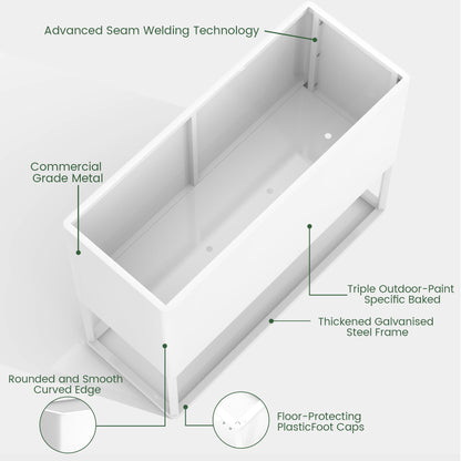 Modern Raised Metal Planter Box with Legs,38"L x 15"W x 30.5"H Outdoor Rectangular Planter,Durable All-Weather Use Elevated Planter for Commercial Patio, Balcony & Porch | Rounded Corner Design(1PCS)