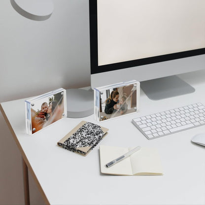 GENGENZER Mini Picture Frame 2.5x3.5 inch Clear Acrylic Magnetic Photo Business Card Frame 20mm Thick Double Sided Wallet Size Desktop Display Frames for Office Home Decor Photos Cards (20 Pcs)