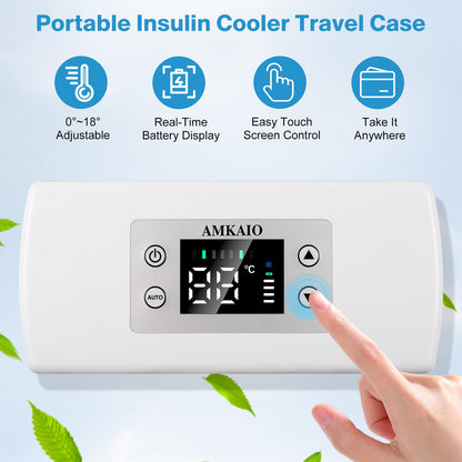Portable Insulin Cooler Travel Case - Large Capacity Diabetic Insulin Refrigerator with Digital Thermostat (0°-18°), LCD Display, for Insulin Pens Storage, Car/Home/Power Bank Compatible,FAA-Compliant