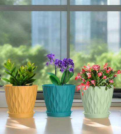 SQKH 4 Inch Plant Pots, 6 Pack Indoor Flower Pots, Planters with Drainage Holes and Trays for Orchids, Violets, Succulents, Herbs, and Other Plants,Corolful