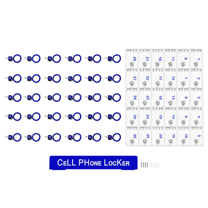 Lemoeyes Acrylic Cell Phone Locker Box, 30 Slots Clear Cell Phones Storage Cabinet with Door Lock Keys and Charging Slot, Tabletop/Wall-Mounted Pocket Locker for Office Classroom Conference Room