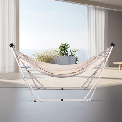 2 in 1 Hammock with Stand - Portable Hammock & Swing Chair, No Tools Assembly, with Carry Bag, Indoor Outdoor for Patio, Garden, Camping, Apartment (White)