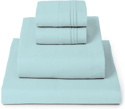 Mellanni Queen Sheets Set - 4 PC Luxury Bedding | Extra Soft, Cooling & Wrinkle Resistant (Aqua)