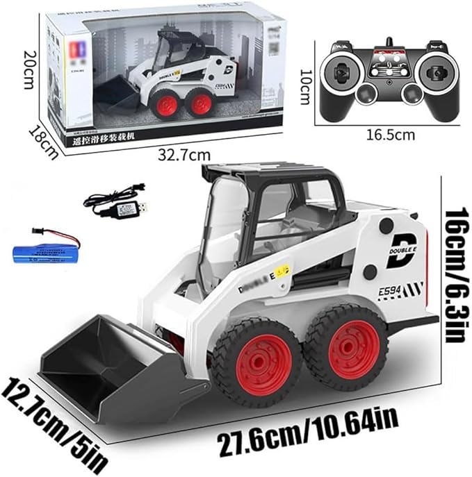 RC Skid Steer Loader 1/14 11 Channel Remote Control Bulldozer Crawler with Lights Sound 2.4G Full Function RC Front Loader Tractor Excavator Toys Construction Vehicle Engineering Truck