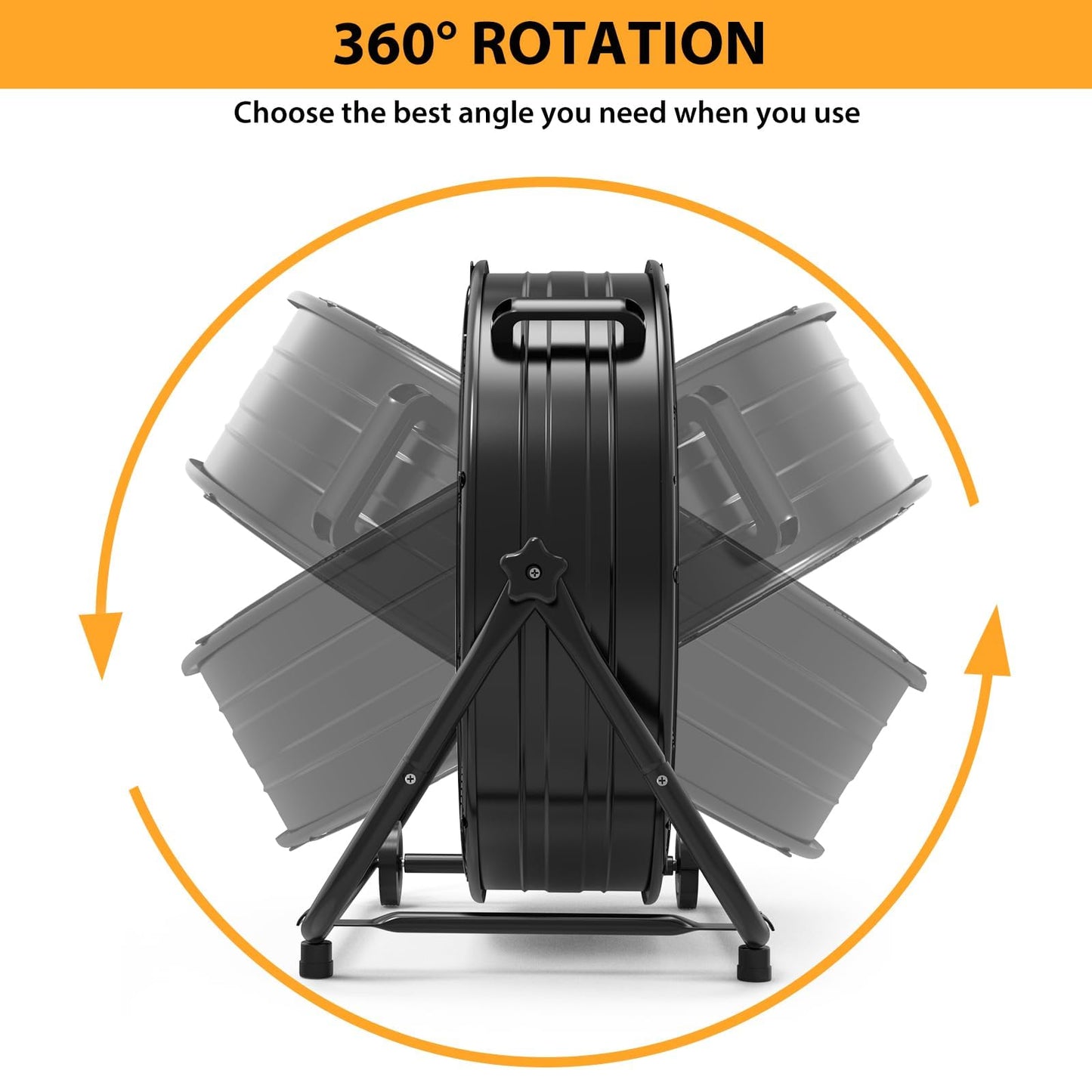 24 in High Velocity Drum Fan, Heavy Duty Industrial Fan, 8800 CFM Floor Fan, 3 Speed Garage Fan, Portable Air Circulator with 360° Tilt, Durable Metal Construction for Warehouse Workshop Jobsite