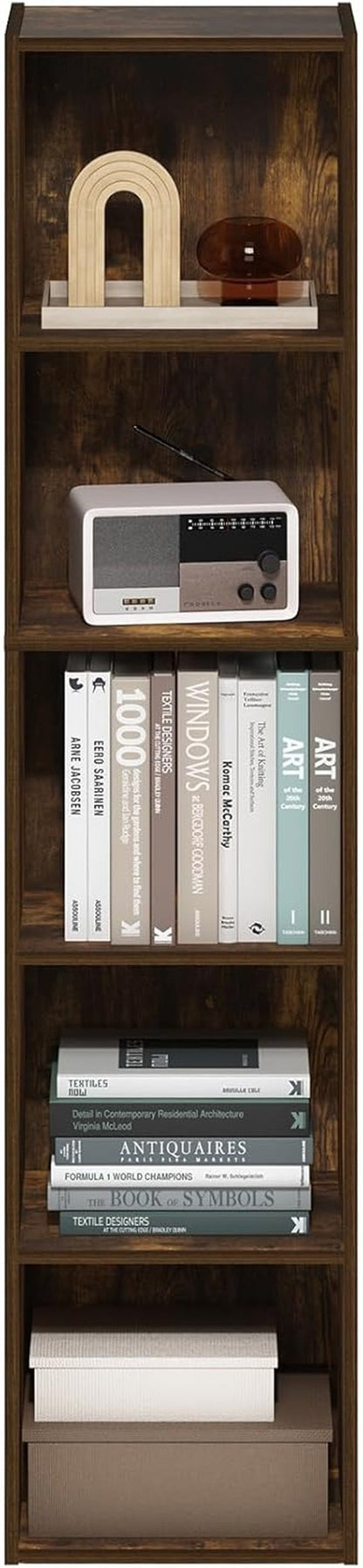 Furinno PASIR 5-Tier Modern Bookshelf - Easy Assembly Open Shelves Bookcase in Amber Pine | 9 x 12 x 52 Inches