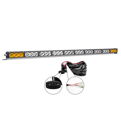 Willpower 54 inch LED Light Bar Single Row Dual Color 300W Off Road Light Bar White Amber Combo LED Work Light Truck UTV 4x4 Cars SUVs ATVs Boats Fog Driving Light with Wiring Harness kit