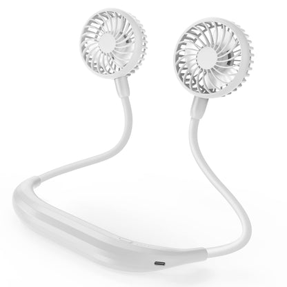 Portable Neck Fan, 2600mAh Battery Operated Ultra Quiet Hands Free USB Fan with 3 Speeds, Strong Wind, 360° Adjustable High Flexibility Wearable Personal Fan for Home Office Outdoor Travel (White)