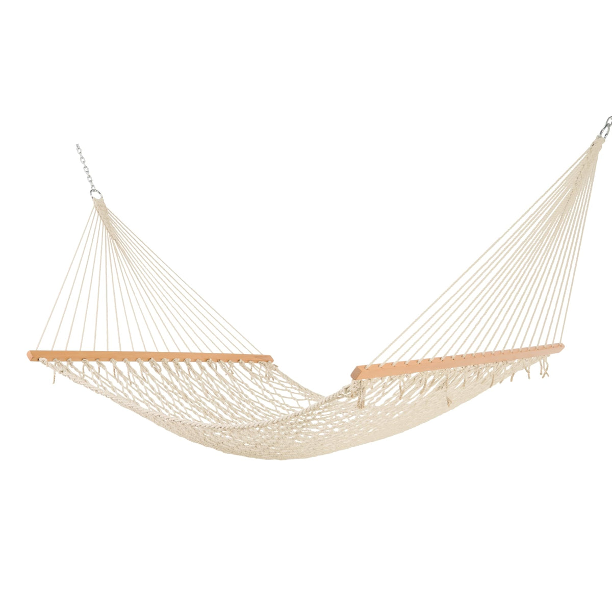 Castaway Living 13 ft. Double Traditional Hand Woven Cotton Rope Hammock – 2-Person, 450 lb Capacity, Free Extension Chains & Tree Hooks, Designed in The USA