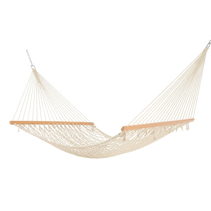 Castaway Living 13 ft. Double Traditional Hand Woven Cotton Rope Hammock – 2-Person, 450 lb Capacity, Free Extension Chains & Tree Hooks, Designed in The USA