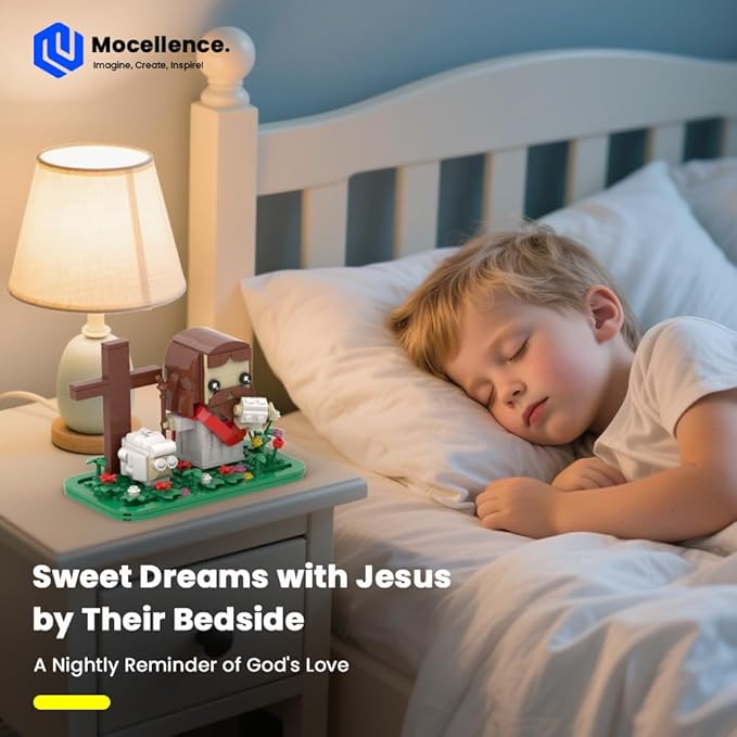 Jesus Building Set Christmas Building Kit The Good Shepherd Little Jesus Figures with Sheep and Cross Easter and Nativity Building Set Christian Gift for for Adults and Kids Ages 6 and Up